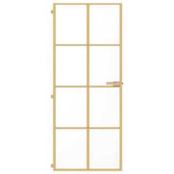 Stylish Slim Golden Interior Door with Tempered Glass - 83x201.5cm