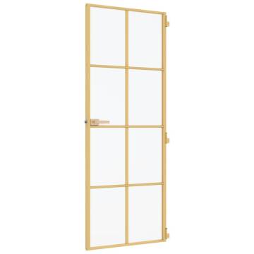 Stylish Slim Golden Interior Door with Tempered Glass - 83x201.5cm