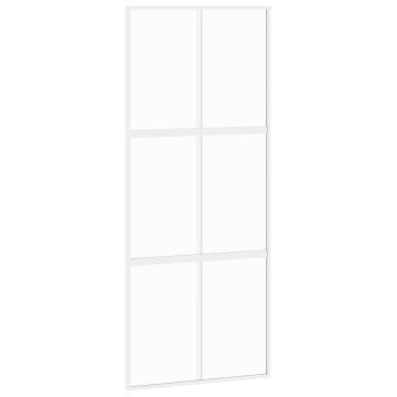 Sliding Door White 90x205 cm - Tempered Glass & Aluminium