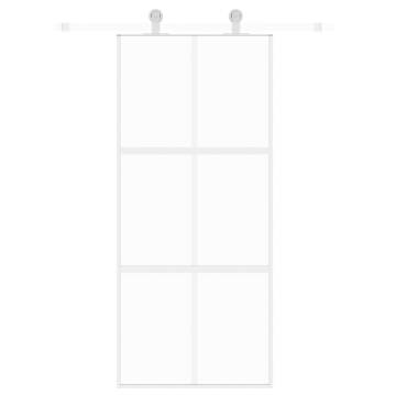 Sliding Door White 90x205 cm - Tempered Glass & Aluminium