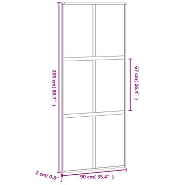 Sliding Door White 90x205 cm - Tempered Glass & Aluminium