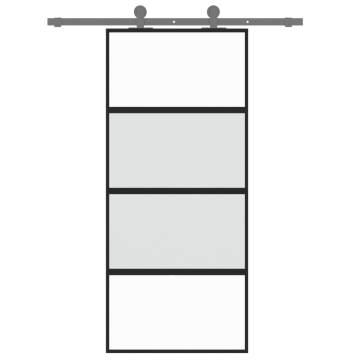 Sliding Door Black 90x205 cm - Tempered Glass & Aluminium