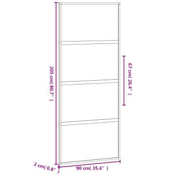 Sliding Door Black 90x205 cm - Tempered Glass & Aluminium