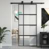 Sliding Door Black 90x205 cm - Tempered Glass & Aluminium