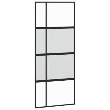 Sliding Door Black 90x205 cm - Tempered Glass & Aluminium