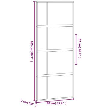 Sliding Door Black 90x205 cm - Tempered Glass & Aluminium