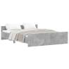 Concrete Grey Bed Frame with Headboard & Footboard 140x200 cm