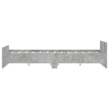 Concrete Grey Bed Frame with Headboard & Footboard 140x200 cm