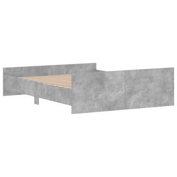 Concrete Grey Bed Frame with Headboard & Footboard 140x200 cm