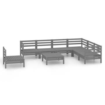 8 Piece Garden Lounge Set - Solid Wood Pine Grey | Hipo Market