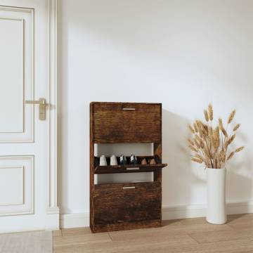 Shoe Cabinet Smoked Oak 59x17x108 cm | Stylish Storage Solution