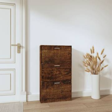 Shoe Cabinet Smoked Oak 59x17x108 cm | Stylish Storage Solution