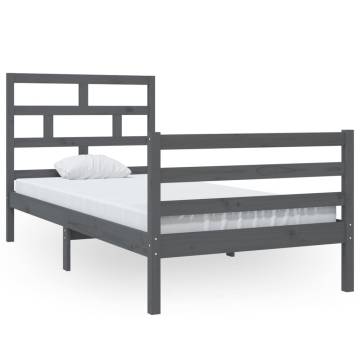 Modern Grey Solid Pine Bed Frame 90x200 cm - Stylish & Durable