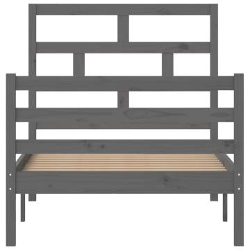 Modern Grey Solid Pine Bed Frame 90x200 cm - Stylish & Durable