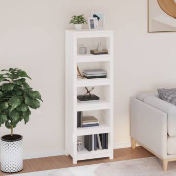 Stylish White Book Cabinet | Solid Pine Wood, 50x35x154 cm