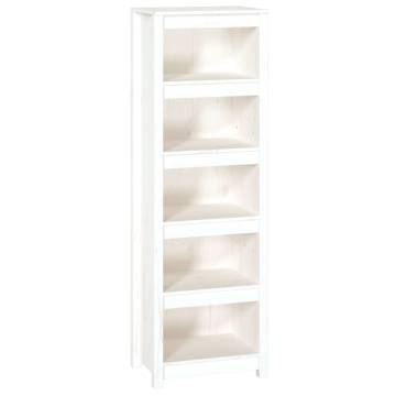 Stylish White Book Cabinet | Solid Pine Wood, 50x35x154 cm