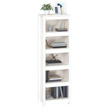 Stylish White Book Cabinet | Solid Pine Wood, 50x35x154 cm