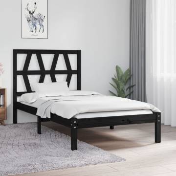 Black Solid Wood Pine Bed Frame 100x200 cm - Hipomarket