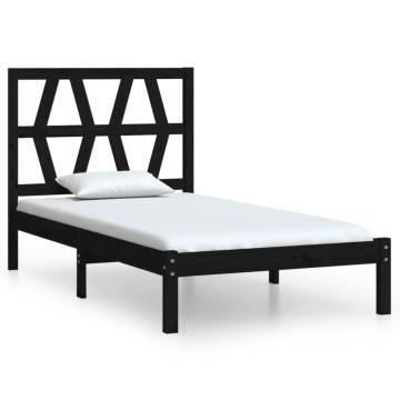 Black Solid Wood Pine Bed Frame 100x200 cm - Hipomarket