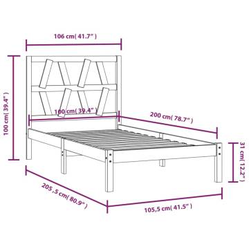 Black Solid Wood Pine Bed Frame 100x200 cm - Hipomarket