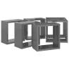 High Gloss Grey Wall Cube Shelves - 6 Pcs Set | Hipomarket