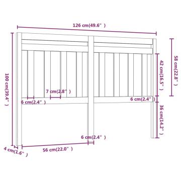 Stylish Solid Wood Pine Bed Headboard - 126x4x100 cm