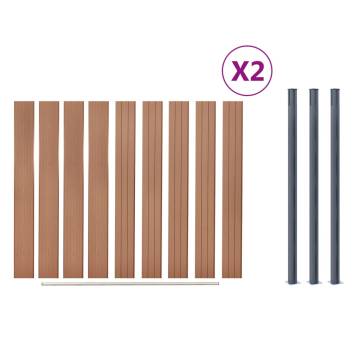 Fence Panel Set Brown 353x186 cm WPC - Durable & Easy to Install