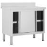 Stainless Steel Work Table with Sliding Doors - 100x50 cm