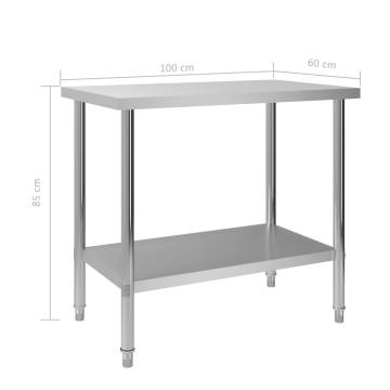 Kitchen Work Table 100x60 cm Stainless Steel - Heavy Duty