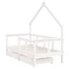 Kids Bed Frame with Drawers - Solid Pine White 70x140 cm