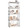 5-Layer Shelves 2 pcs - Silver Steel & Engineered Wood Storage