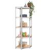 5-Layer Shelves 2 pcs - Silver Steel & Engineered Wood Storage