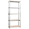 5-Layer Shelves 2 pcs - Silver Steel & Engineered Wood Storage