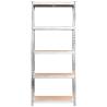 5-Layer Shelves 2 pcs - Silver Steel & Engineered Wood Storage