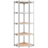 5-Layer Shelves 2 pcs - Silver Steel & Engineered Wood Storage