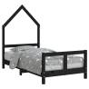 Kids Bed Frame Black 80x160 cm - Solid Pine Wood | Hipo Market