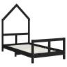 Kids Bed Frame Black 80x160 cm - Solid Pine Wood | Hipo Market