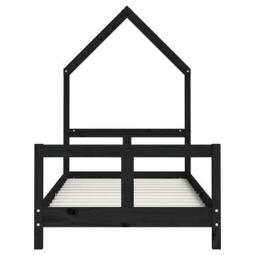 Kids Bed Frame Black 80x160 cm - Solid Pine Wood | Hipo Market