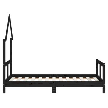 Kids Bed Frame Black 80x160 cm - Solid Pine Wood | Hipo Market