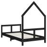 Kids Bed Frame Black 80x160 cm - Solid Pine Wood | Hipo Market