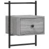 Wall-Mounted Grey Sonoma Bedside Cabinet - 35x30x51 cm