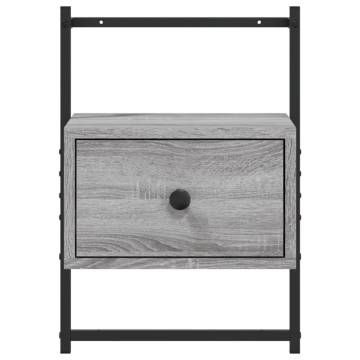 Wall-Mounted Grey Sonoma Bedside Cabinet - 35x30x51 cm