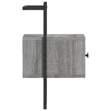 Wall-Mounted Grey Sonoma Bedside Cabinet - 35x30x51 cm