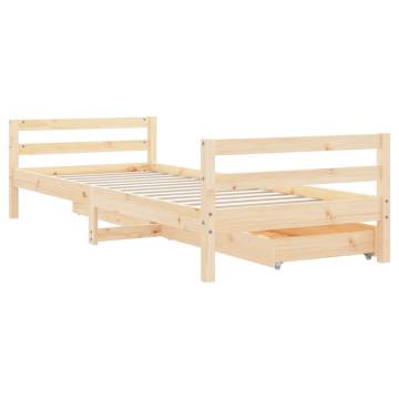 Kids Bed Frame with Drawers | Solid Pine Wood 90x200 cm