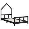 Kids Bed Frame Black 90x200 cm Solid Pine - Fun & Sturdy