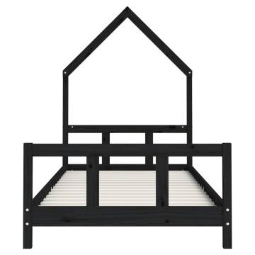 Kids Bed Frame Black 90x200 cm Solid Pine - Fun & Sturdy