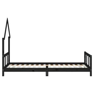 Kids Bed Frame Black 90x200 cm Solid Pine - Fun & Sturdy