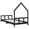 Kids Bed Frame Black 90x200 cm Solid Pine - Fun & Sturdy