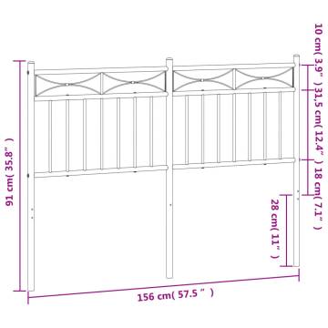 Stylish White Metal Headboard - 150 cm for Any Bedroom