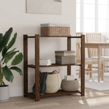 3-Tier Brown Storage Rack - Solid Pine Wood | Hipomarket UK